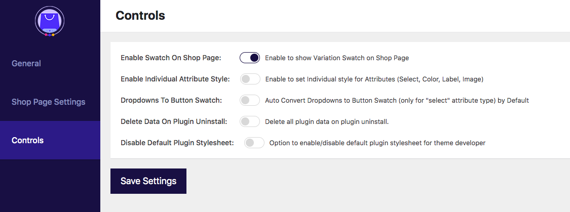Registerkarte „Steuerelemente“.