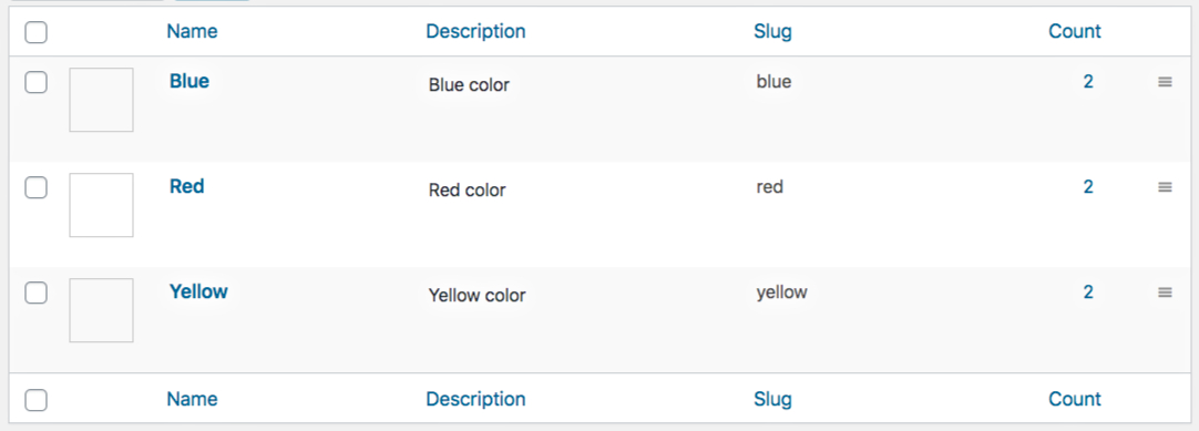 Begriffsliste für Farbvariationen