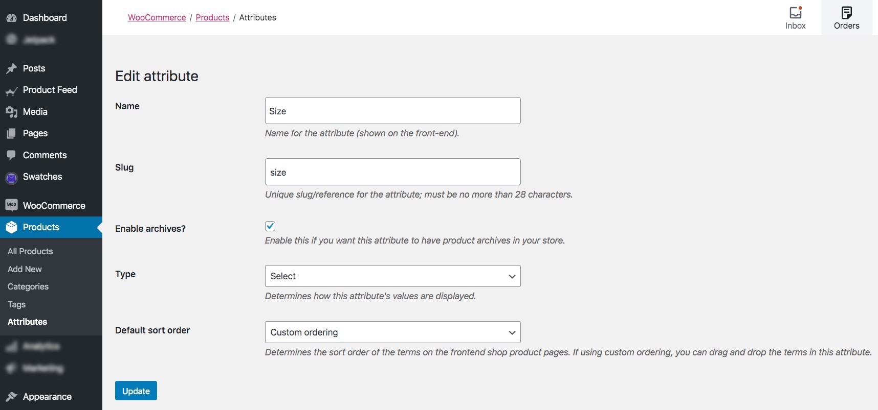 Attribute für Label bearbeiten
