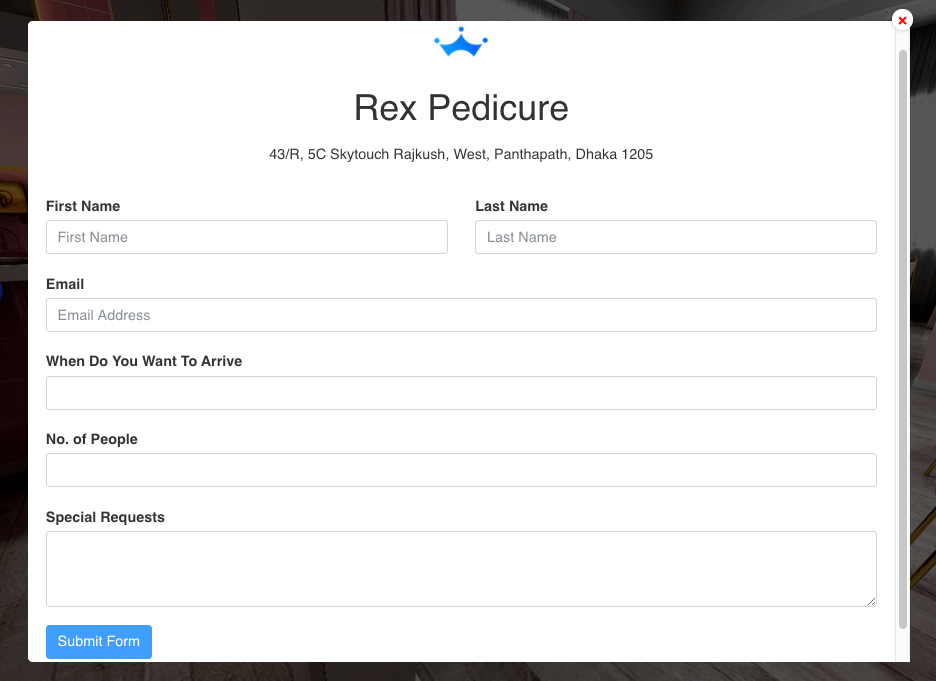 Kontaktformular im virtuellen Rundgang