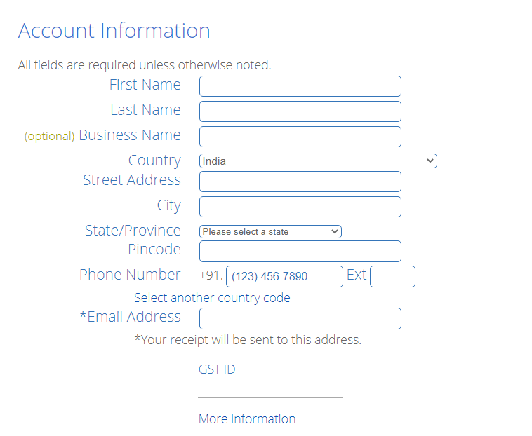 Ajouter des informations sur le compte