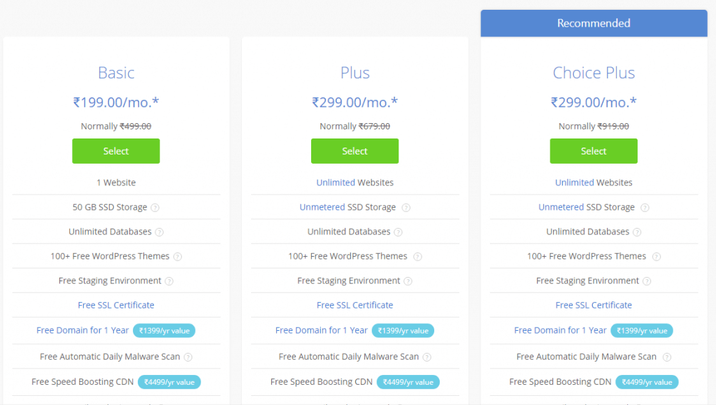 Forfaits d'hébergement WordPress