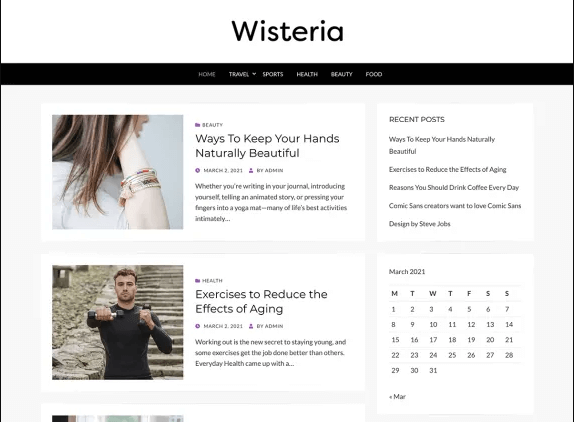 Wisteria - Thème de blog WordPress gratuit