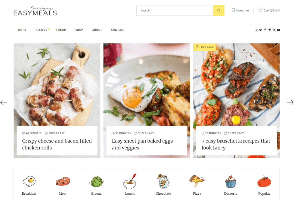 EasyMeals - Tema WordPress del blog alimentare