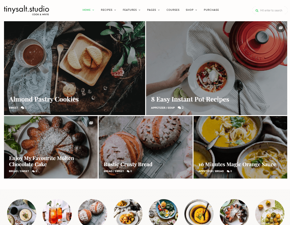 Tinysalt - Tema WordPress del blog di cibo personale