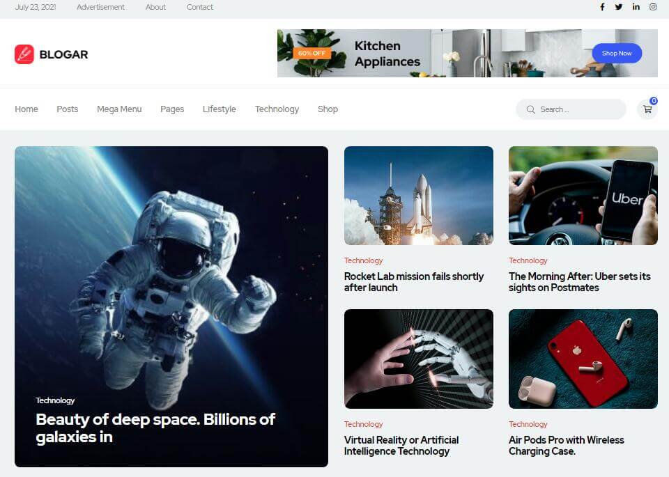 Blogar-Tech BlogMagazineのWordPressテーマ