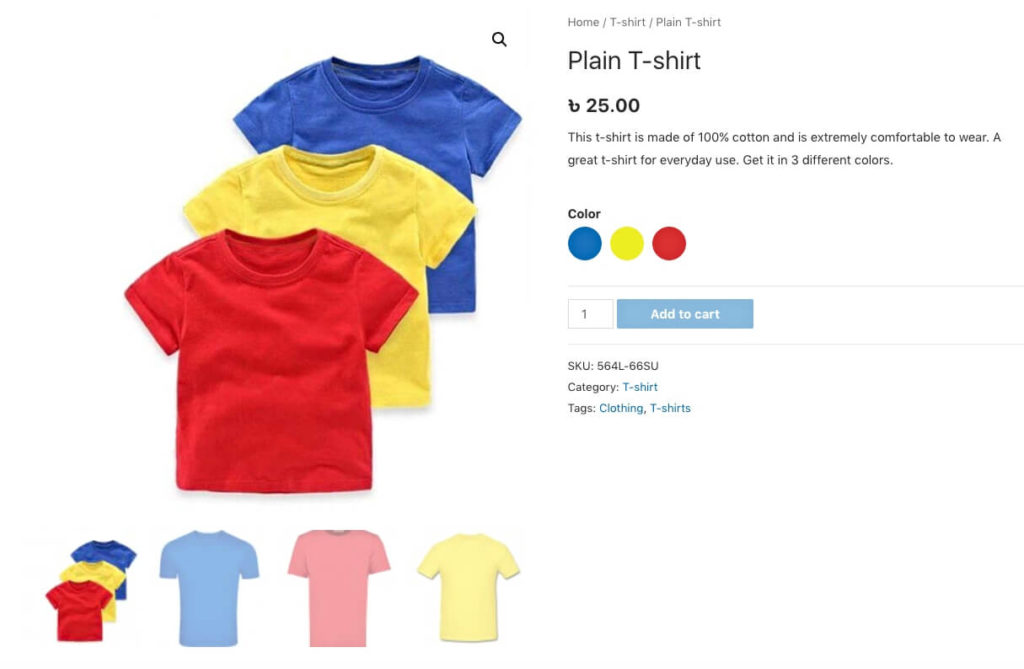 Esempio di variazione per WooCommerce