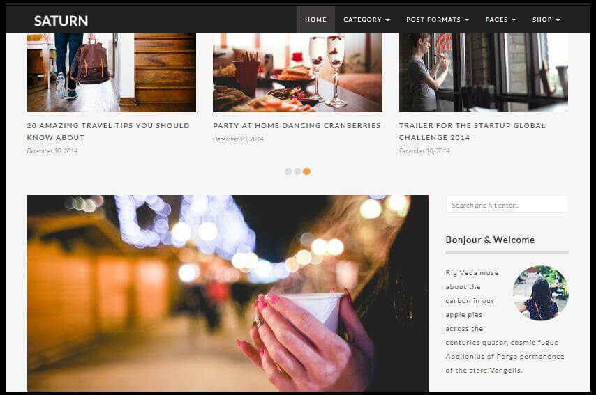 SATURN — osobisty/podróżny motyw bloga WordPress