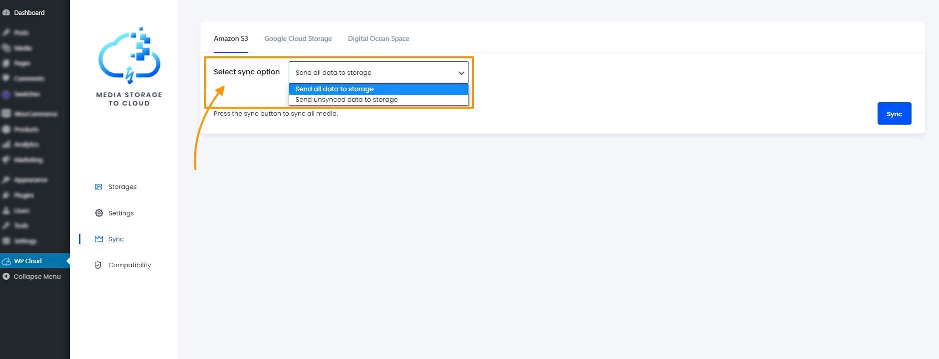 Opțiuni de sincronizare AWS
