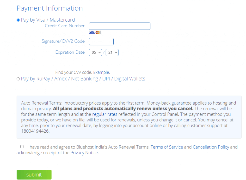 Completa il tuo pagamento