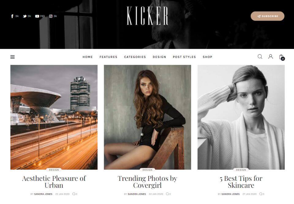 Kicker - Tema WordPress Majalah Blog Serbaguna