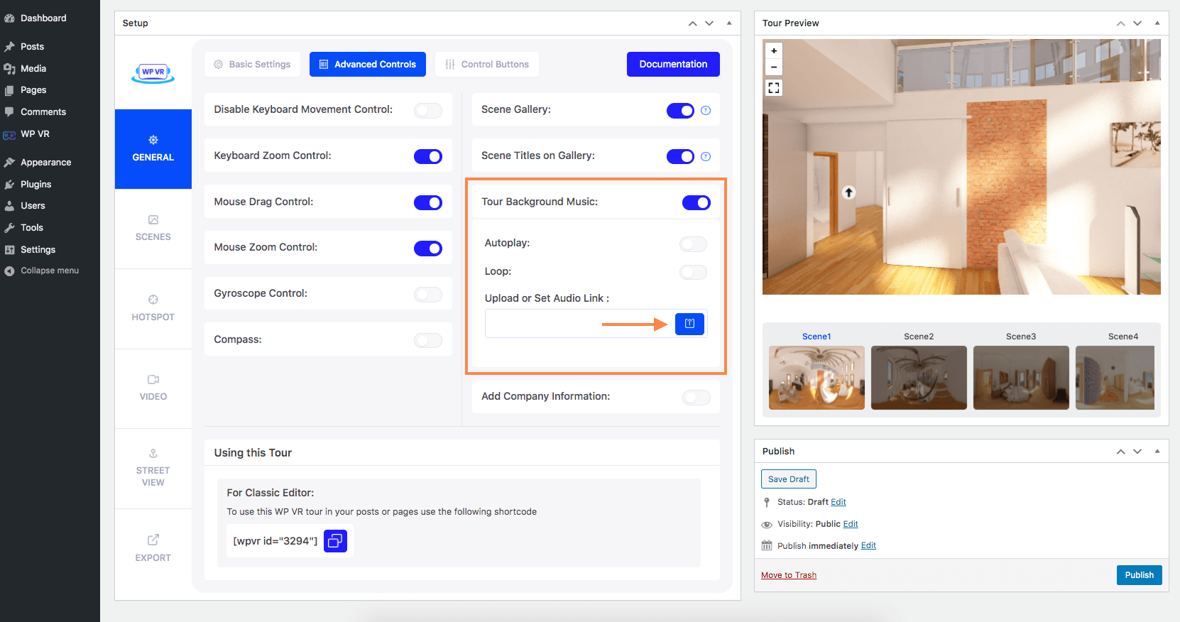 在虚拟之旅中设置背景音乐