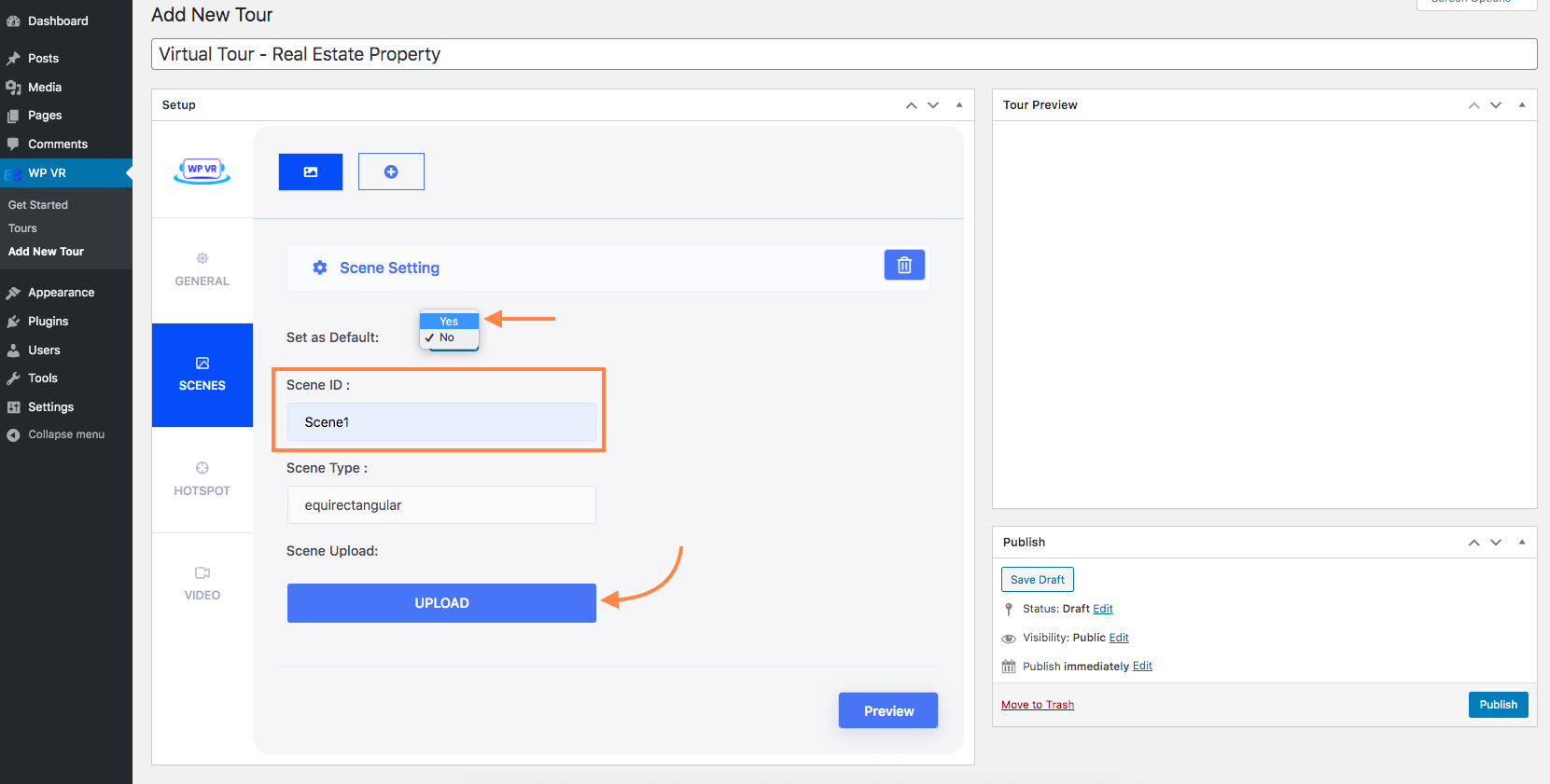 上传 360 度图像以进行虚拟游览