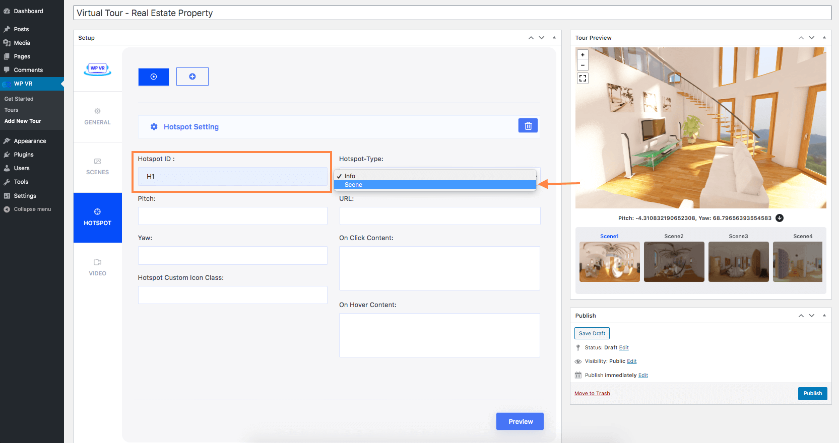 在 360 度图像上添加热点