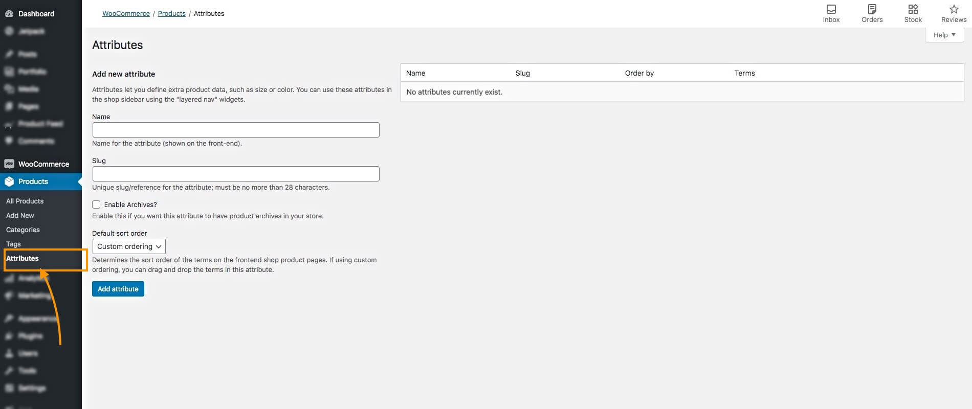 Attributi del prodotto globale WooCommerce