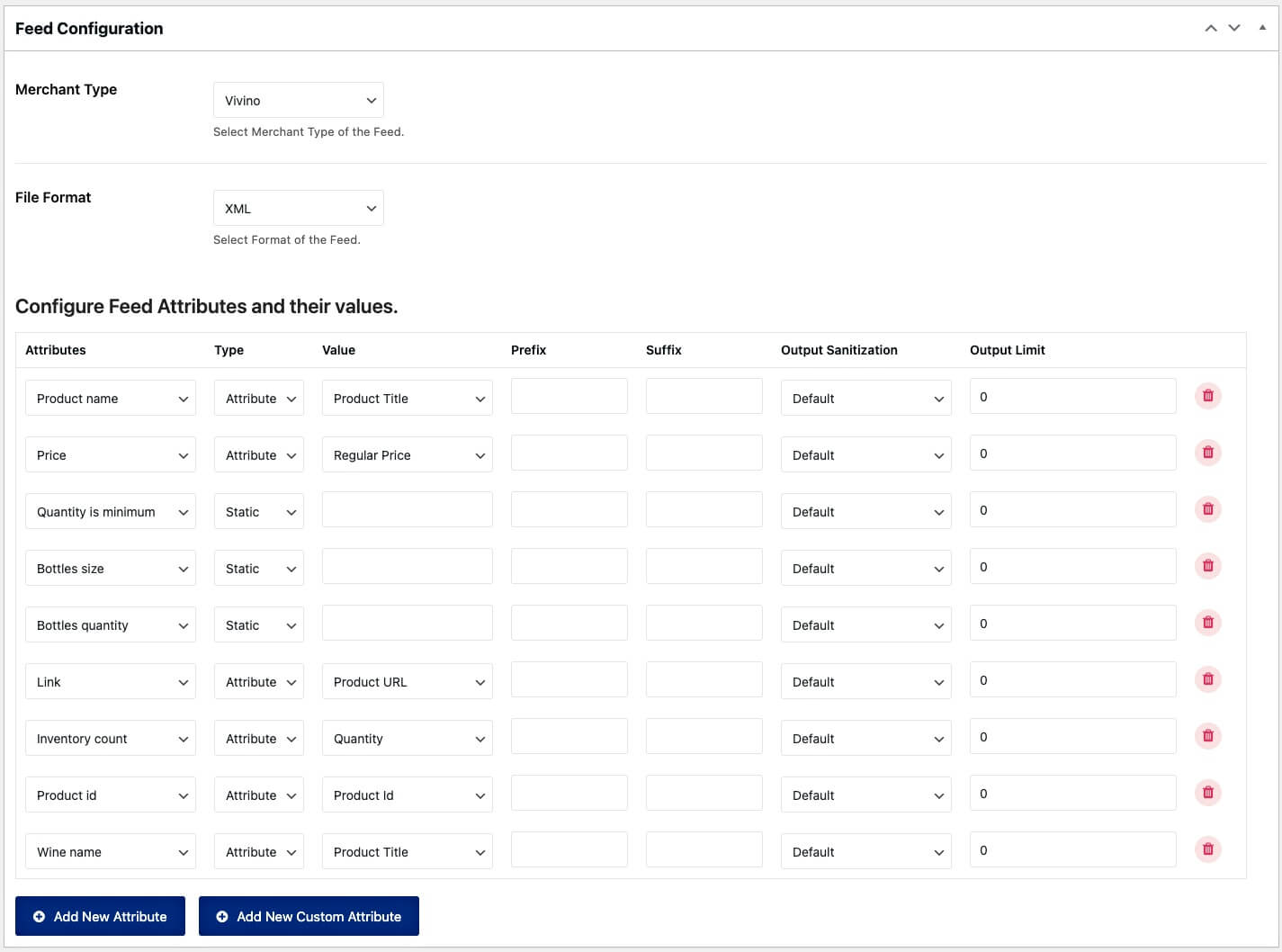 Template Umpan XML Vivino - Semua Atribut yang Diperlukan