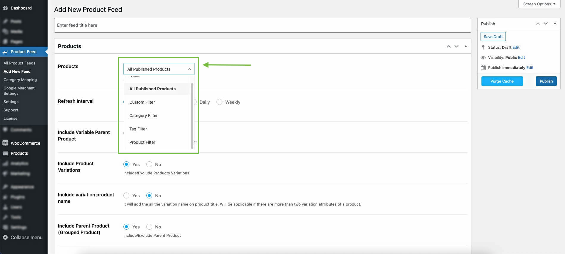 Semua produk yang diterbitkan atau filter produk