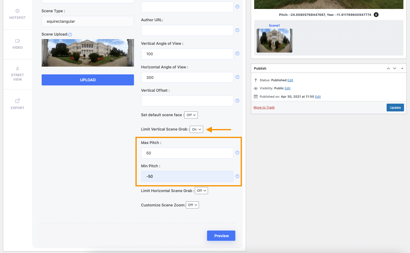 Controlla la cattura della scena verticale - iPhone
