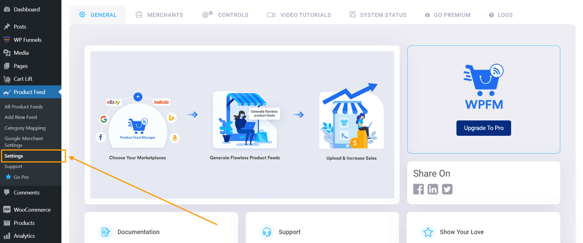 Impostazioni di Gestione feed prodotto Home