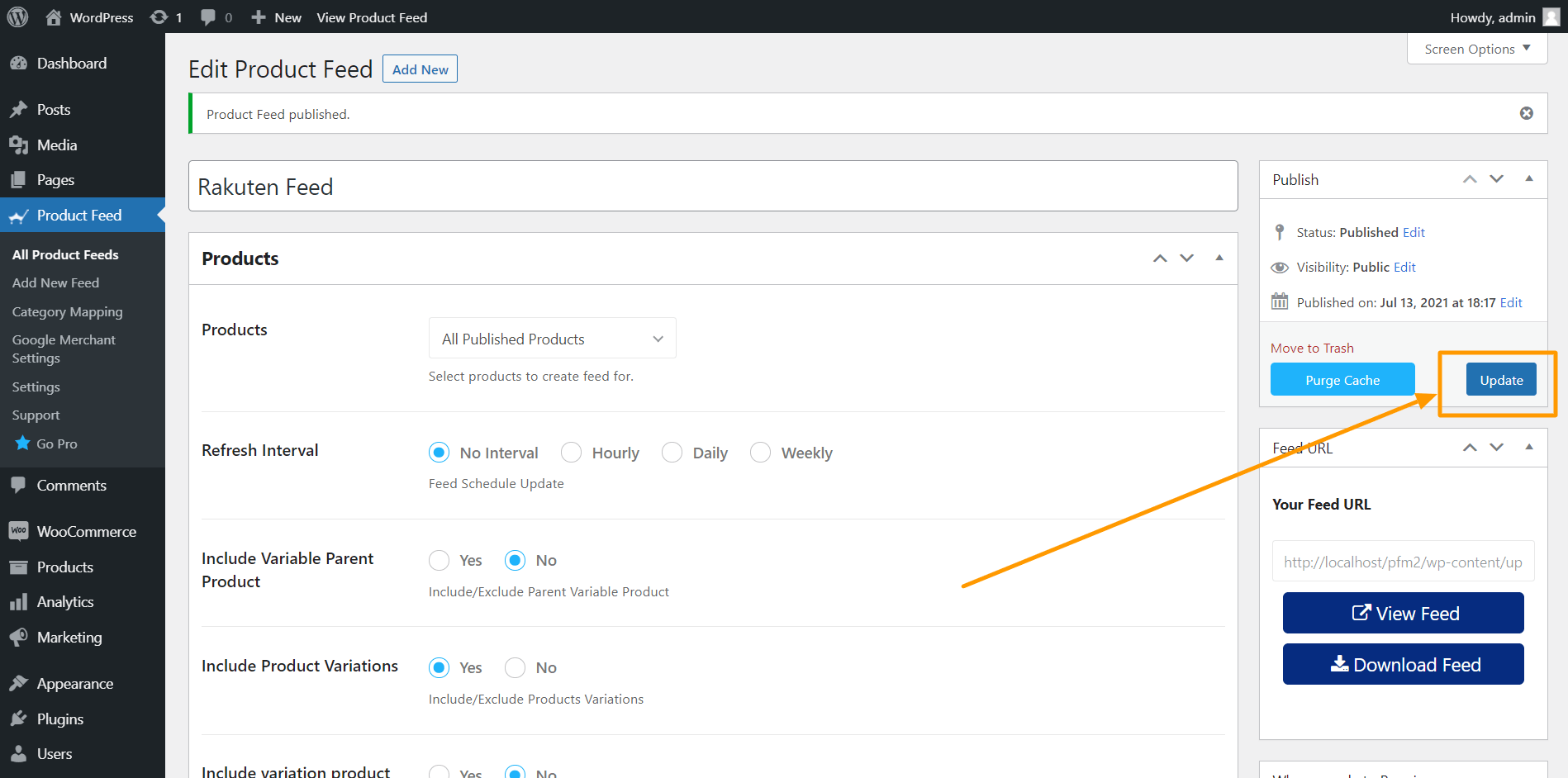 Product Feed Manager Pubblica la guida del commerciante Rakuten
