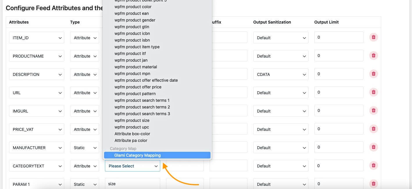 Nilai pemetaan kategori Glami