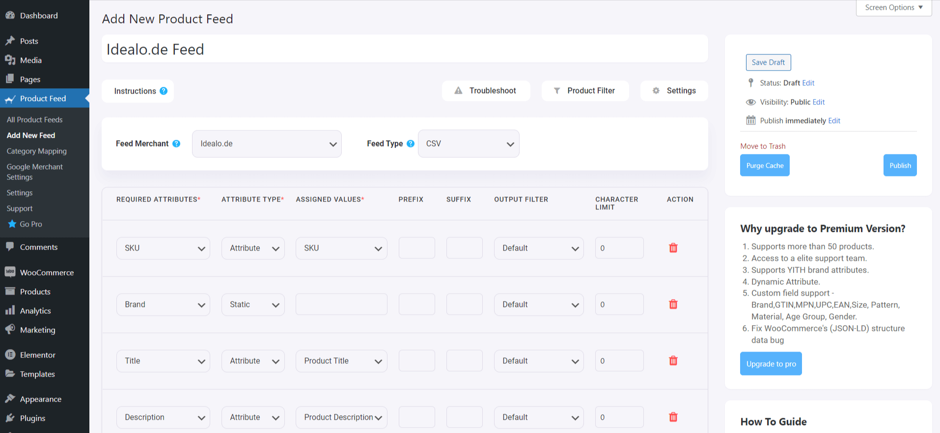 Ideale degli attributi richiesti