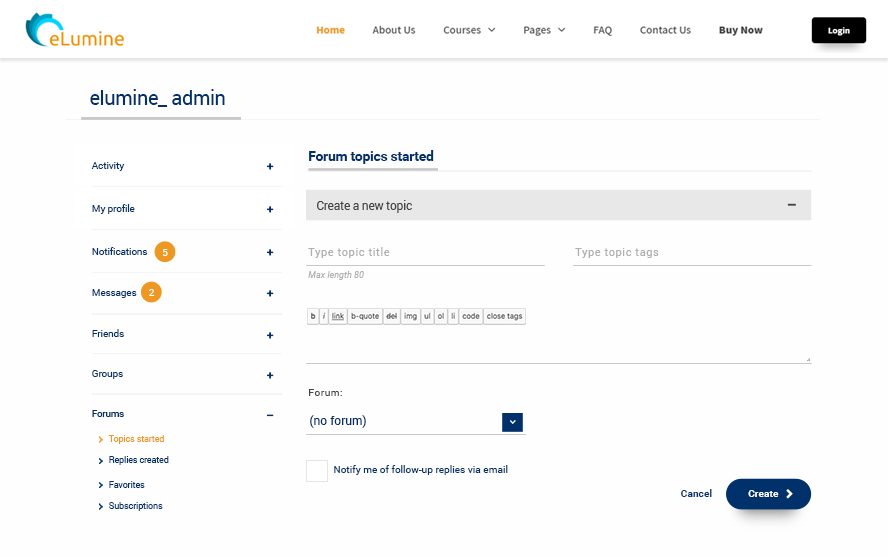 Forum bbPress utilizzando Learndash elumine