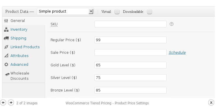 การกำหนดราคาฉัตร woocommerce