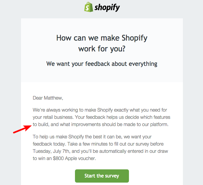 Shopify-Umfrage-E-Mail