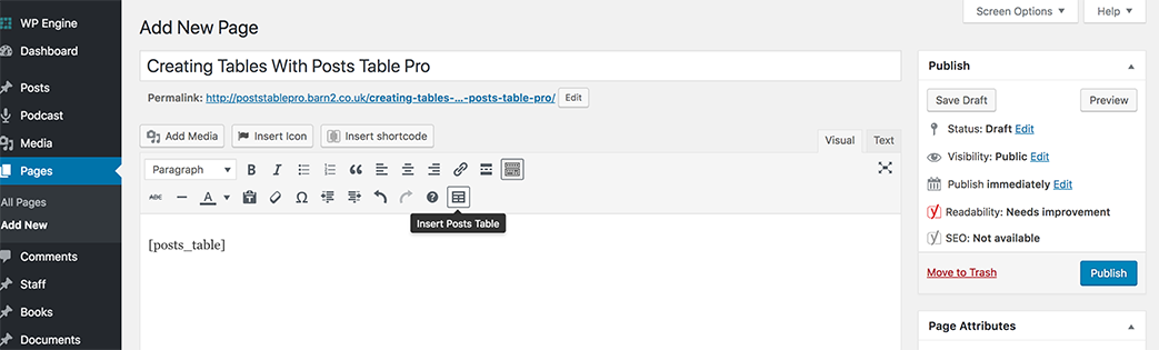 插入 Posts Table Pro 简码