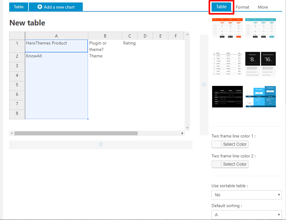 更多表格样式选项