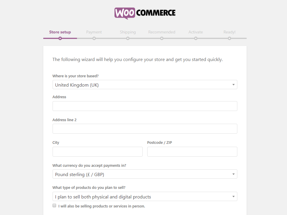configuration de woocommerce