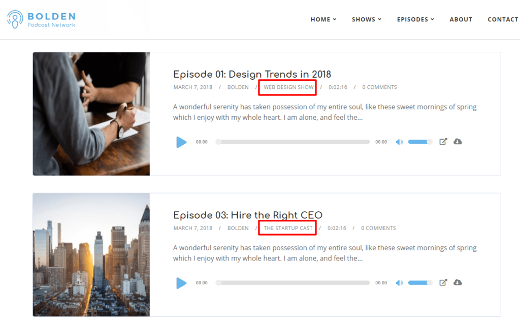 博尔登的剧集列表