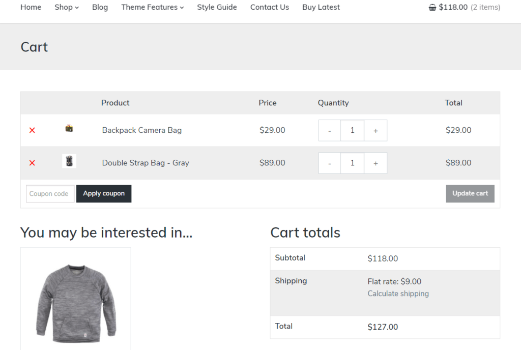 最新购物车页面