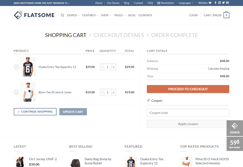 扁平的购物车页面