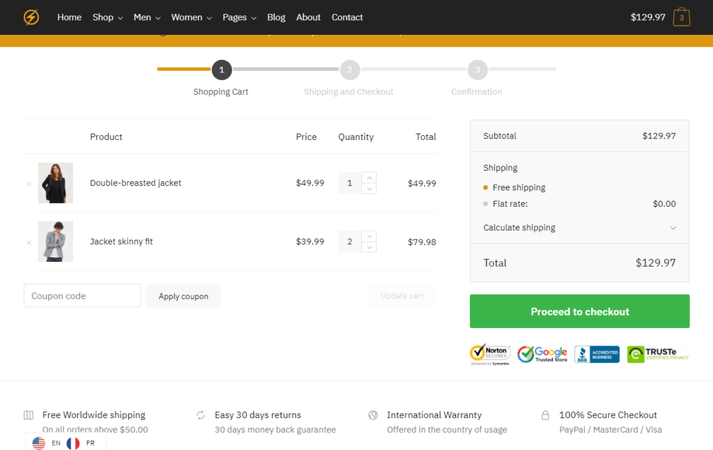 Shoptimizer 购物车页面