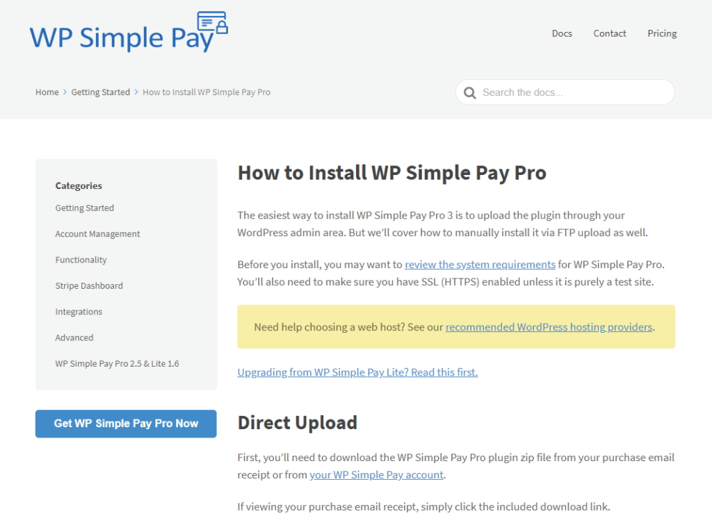 WP Simple Pay 知识库文章