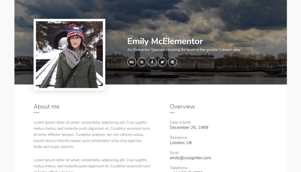 Emily Elementor 简历模板