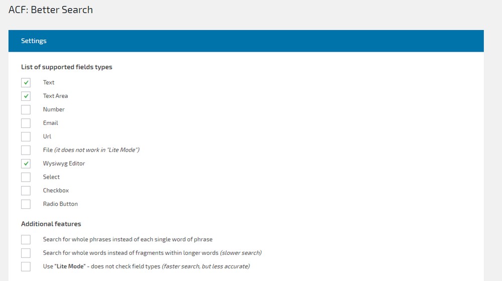 ACF 更好的搜索 2