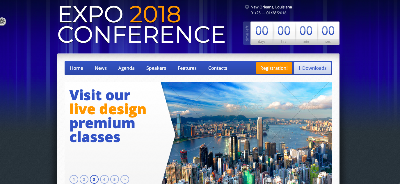 ธีม WordPress การประชุมเหตุการณ์ที่ตอบสนองต่องาน Expo18