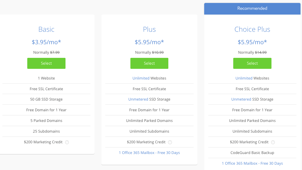 Bester Hosting-Plan für Elementor-Sites - Dinge, die Sie interessieren sollten 7 Bluehost pricing