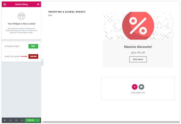 So erstellen Sie eine mehrsprachige Website mit Elementor und WPML 16 unlink-global-widget
