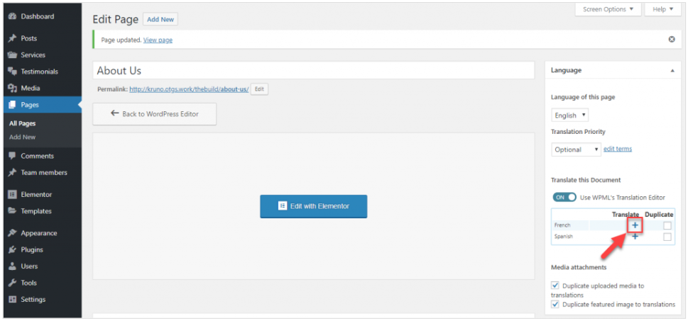 So erstellen Sie eine mehrsprachige Website mit Elementor und WPML 22 translation-editor-page