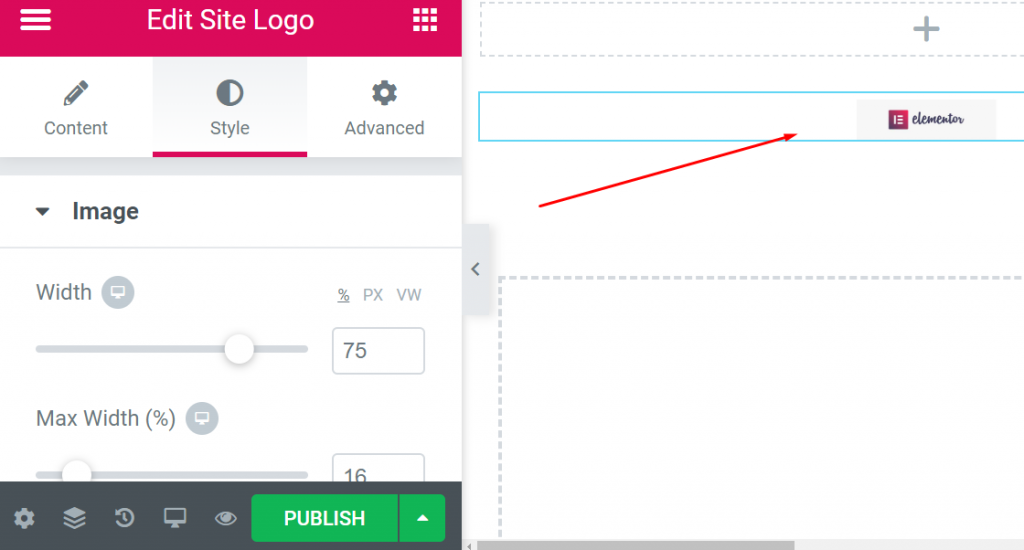 Elementor를 사용하여 멋진 고정 헤더를 만드는 방법(Elementor Tutorial) 12 How to adjust logo