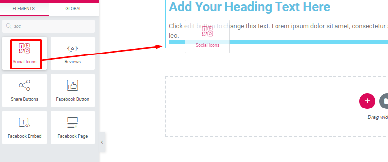 Elementor ve Happy Eklentileri ile Fotoğraf Web Sitesi Nasıl Oluşturulur 16 Adding Social Widget