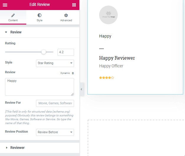 Elementor 7 ile Müşteri İncelemelerinizi Sergilemek için Trend Tasarımlar Yaratın edit reviewer information from the section