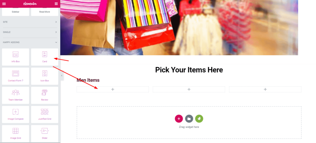 Как создать страницы магазина с помощью Elementor и виджета Happy Card 9 Adding Card widget