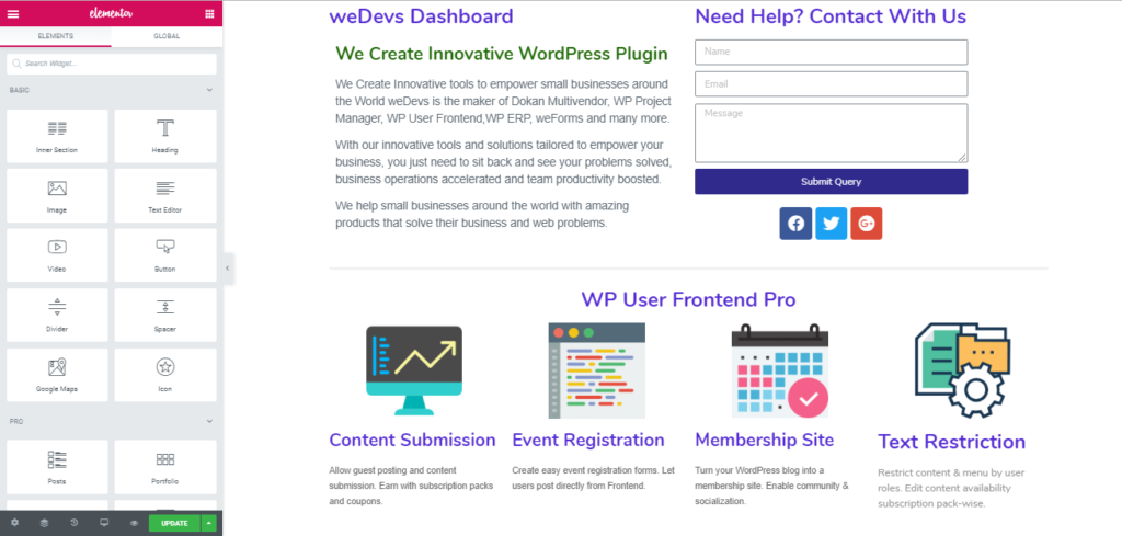 Créer un tableau de bord WordPress personnalisé avec Elementor 7 elementor-design
