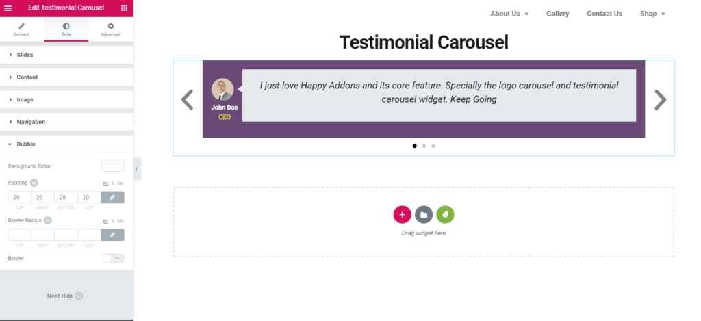 Comment améliorer la conception de sites Web à l'aide du carrousel de logos et du carrousel de témoignages 14 Stylize Widget Testimonial