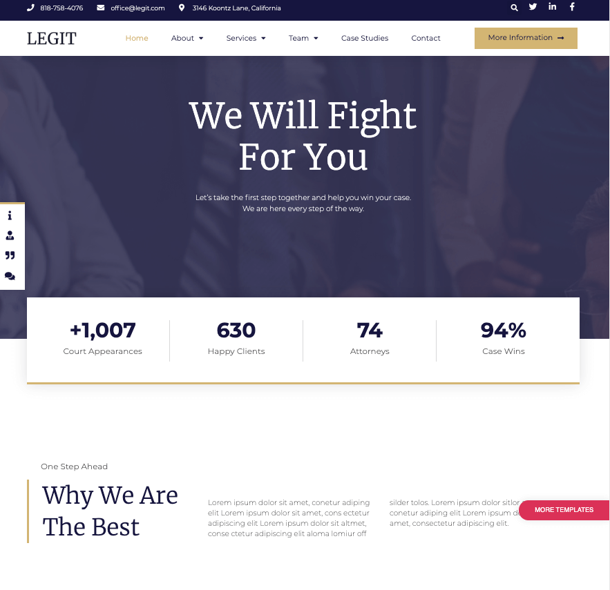 あなたが見るべきトップの無料&プレミアムElementorテンプレート9 law firm